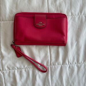 Coach Hot Pink Leather Wristlet